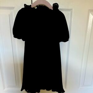 Janie and Jack black  chiffon accordion pleated dress with ruffle collar.